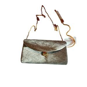 Gunne Sax Silver Evening Bag Clutch with Strap by Jessica McClintock